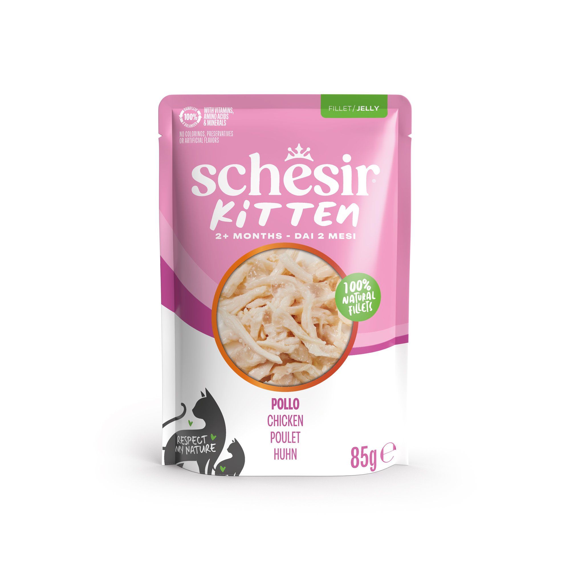 Schesir — Wet food for kittens 3–12 months, chicken, pouch, 85 g