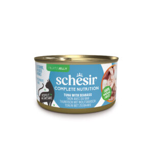 Schesir Complete & Balanced — Wet cat food in jelly, tuna and sea bass, can, 85 g