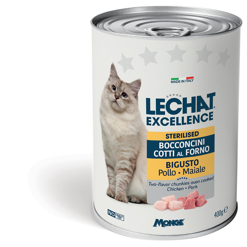 Lechat Excellence - pieces in sauce for sterilized cats in two flavors: chicken and pork 400 g