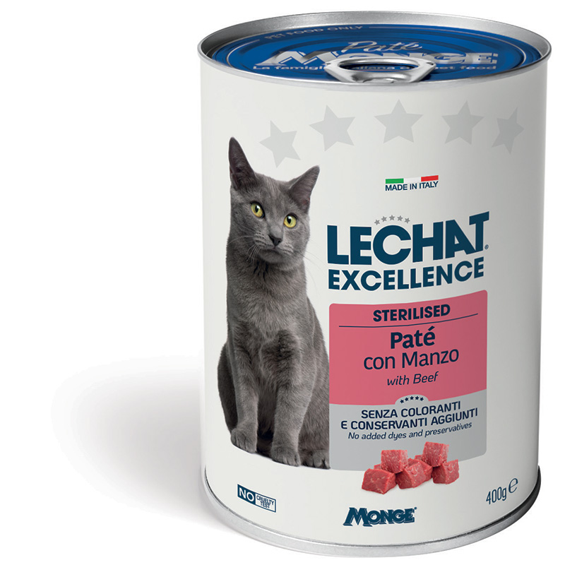 Lechat Excellence - Pate for sterilized cats: beef 400 g