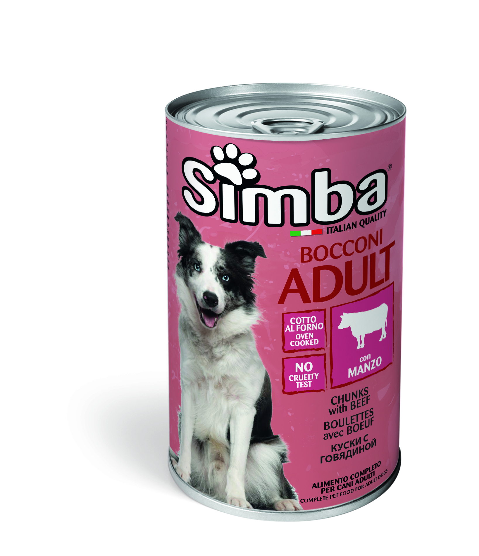 Корм Simba Chunks для взрослых собак всех пород, с говядиной, консервированный, 1230 кг