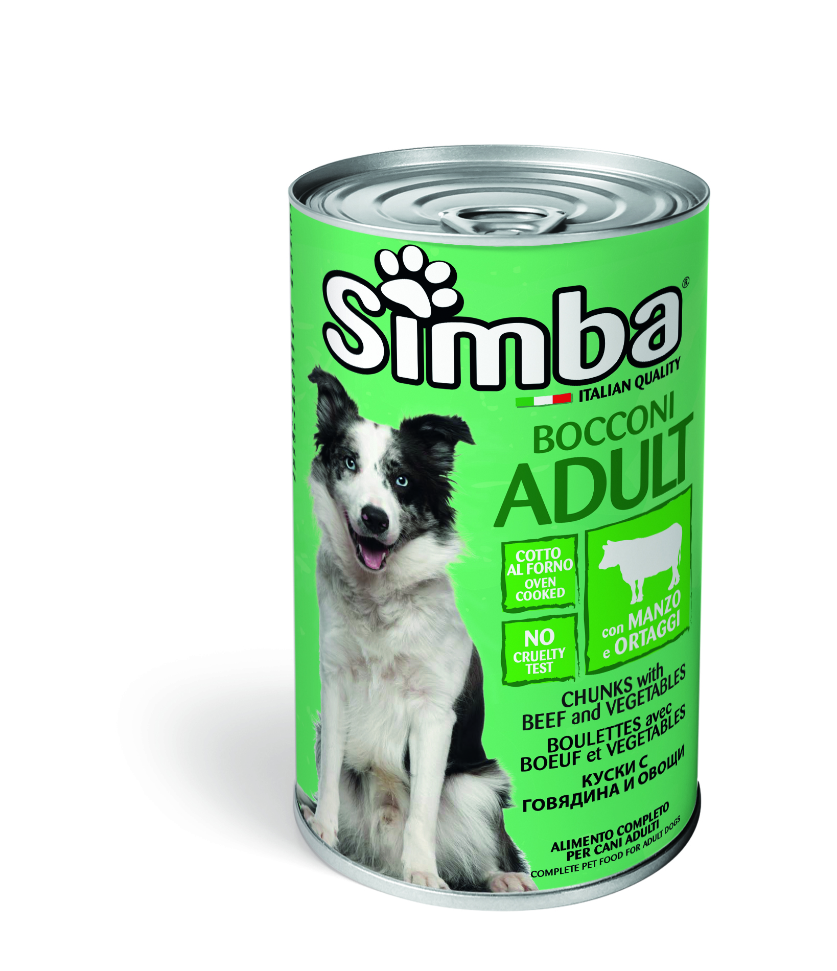 Корм Simba Chunks для взрослых собак всех пород, с говядиной и овощами, консервированный, 1230 кг